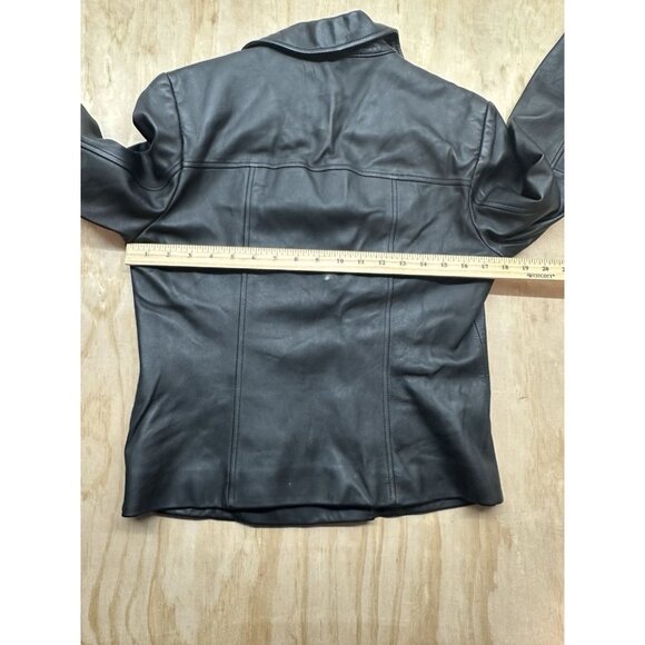 Valerie Steven’s Women’s Leather Zip Jacket S black Moto Grunge Goth Short - Picture 7 of 7